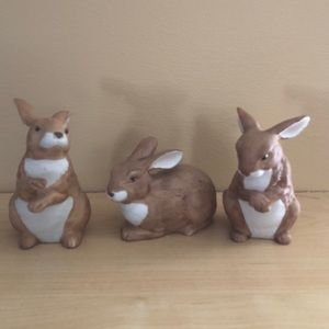 Vintage Taiwan ROC Set of Three Rabbit Figurines